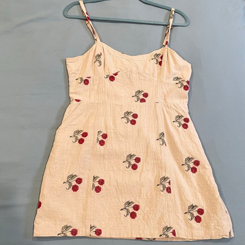 Sweet On You Cherry Embroidered Mini Dress Urban Outfitters Size L